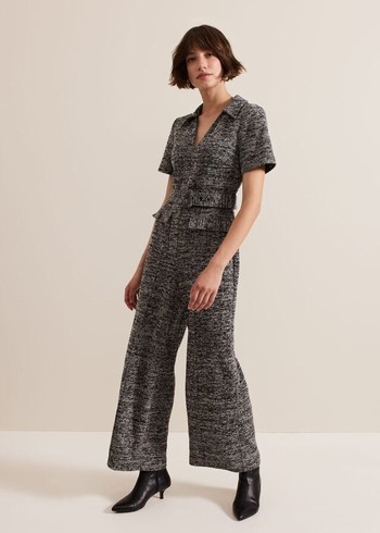 Phase Eight Lavinia Grey Tweed Wide Leg Jumpsuit Grey Canada | XGISMV-892